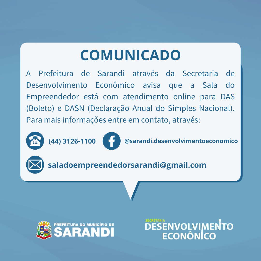Comunicado atendimento Sala do Empreendedor